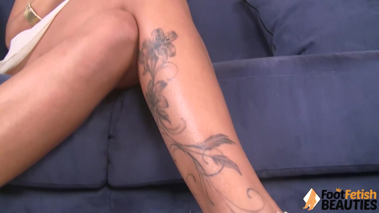 Hot blonde Samantha texting while resting in the sofa