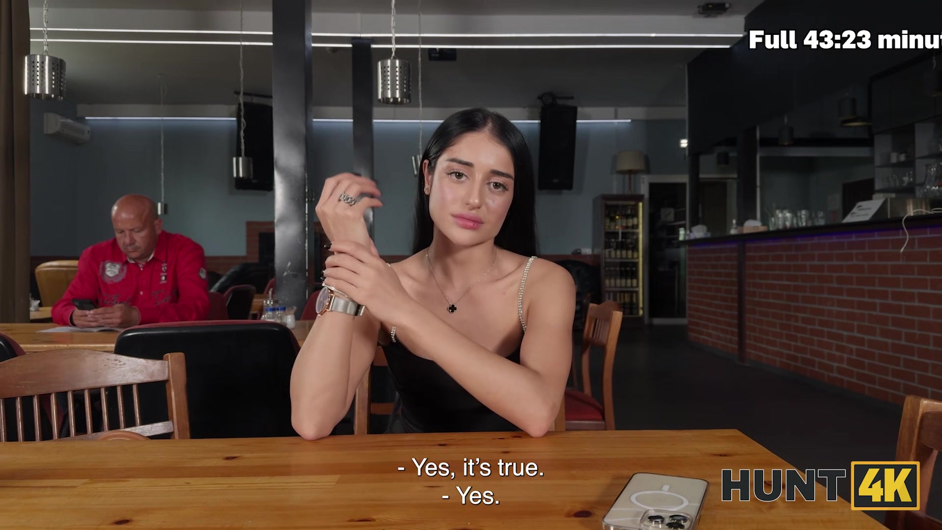 HUNT4K. Teen in high heels was shy to talk, but wasn’t shy to ride and suck huge Hunter’s cock in the toilet