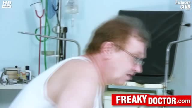 Busty blonde Candie harassed by weird gyno