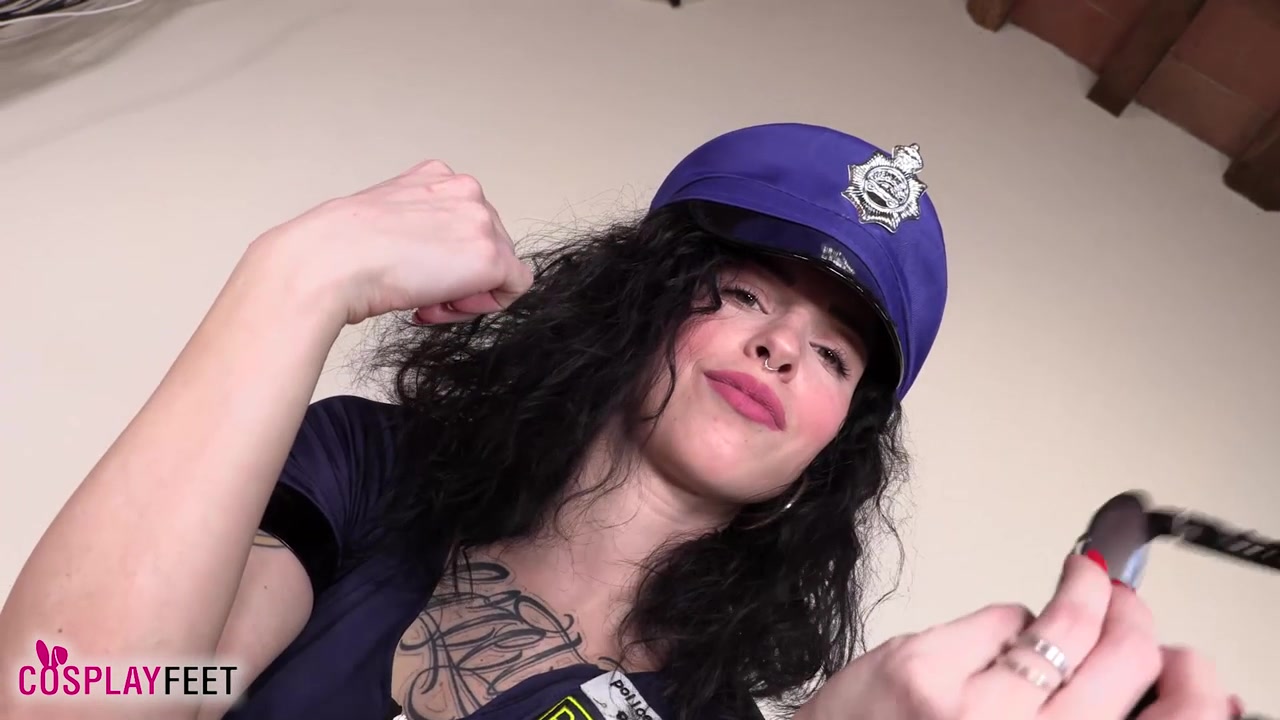 Sexy cop DollyC gives you an ultra-sexy nylon tease