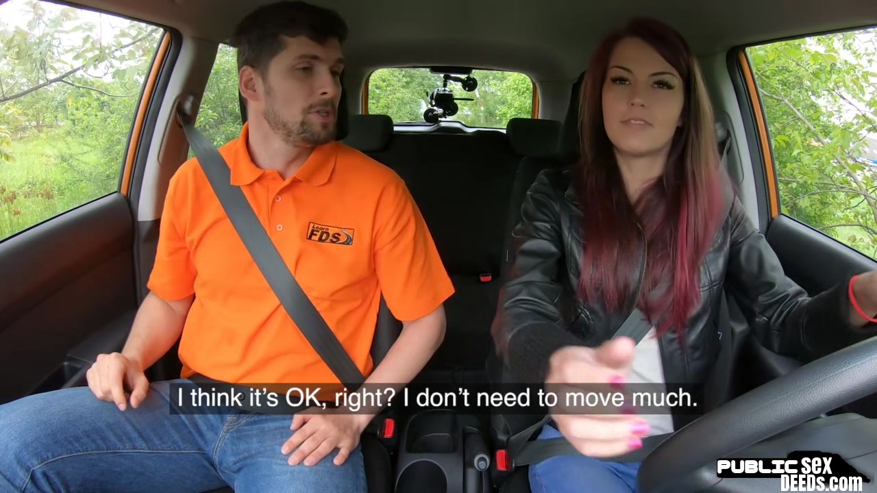Public babe outdoor fucked in the car by driving instructor