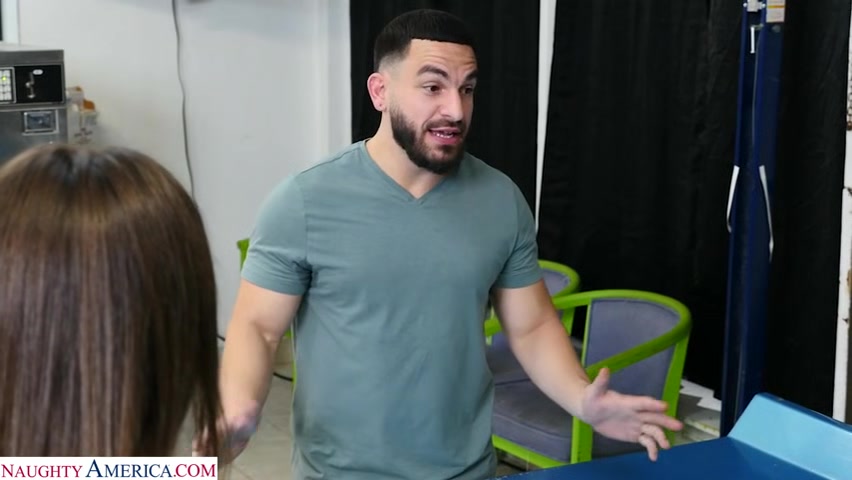 Bubble butt brunette Mae Milano gets fucked in the laundromat by friend's brother