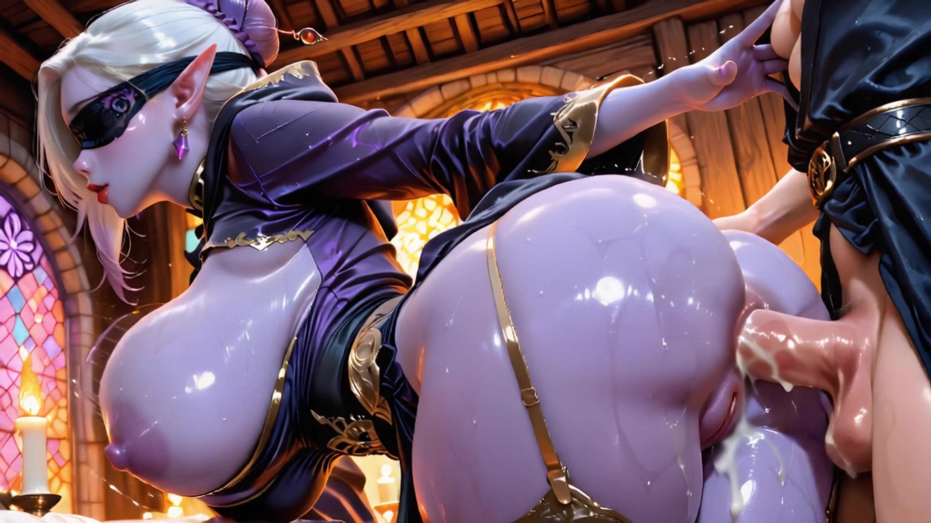Dark Elf Priestess Worships in the Forbidden Temple – Blindfolded Fantasy, Big Ass, Big Tits, Blowjob, Doggystyle