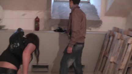 Pleasing red-haired gal sucks in the basement