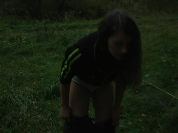 Face sitting femdom session in the woods