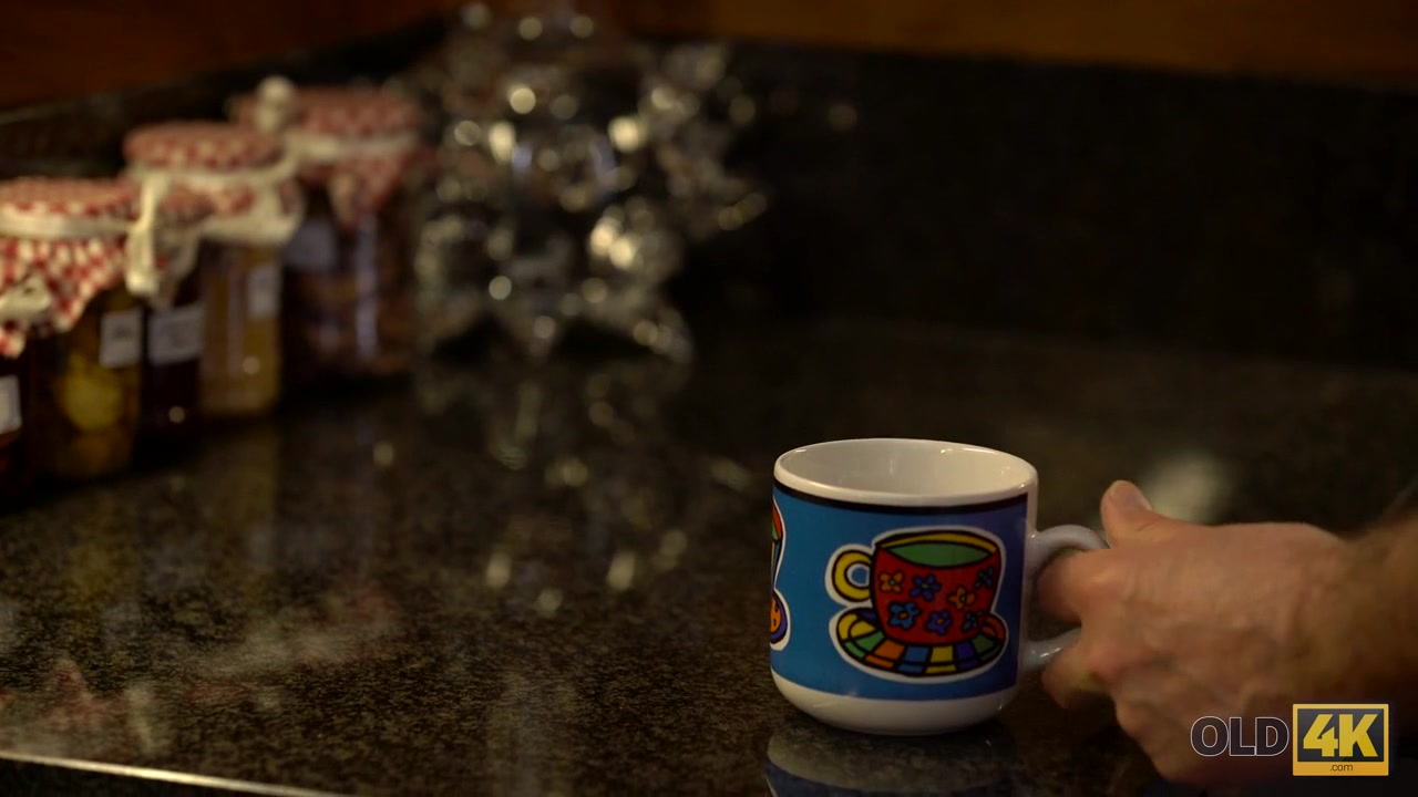 OLD4K. Old and young couple makes love instead of fresh breakfast
