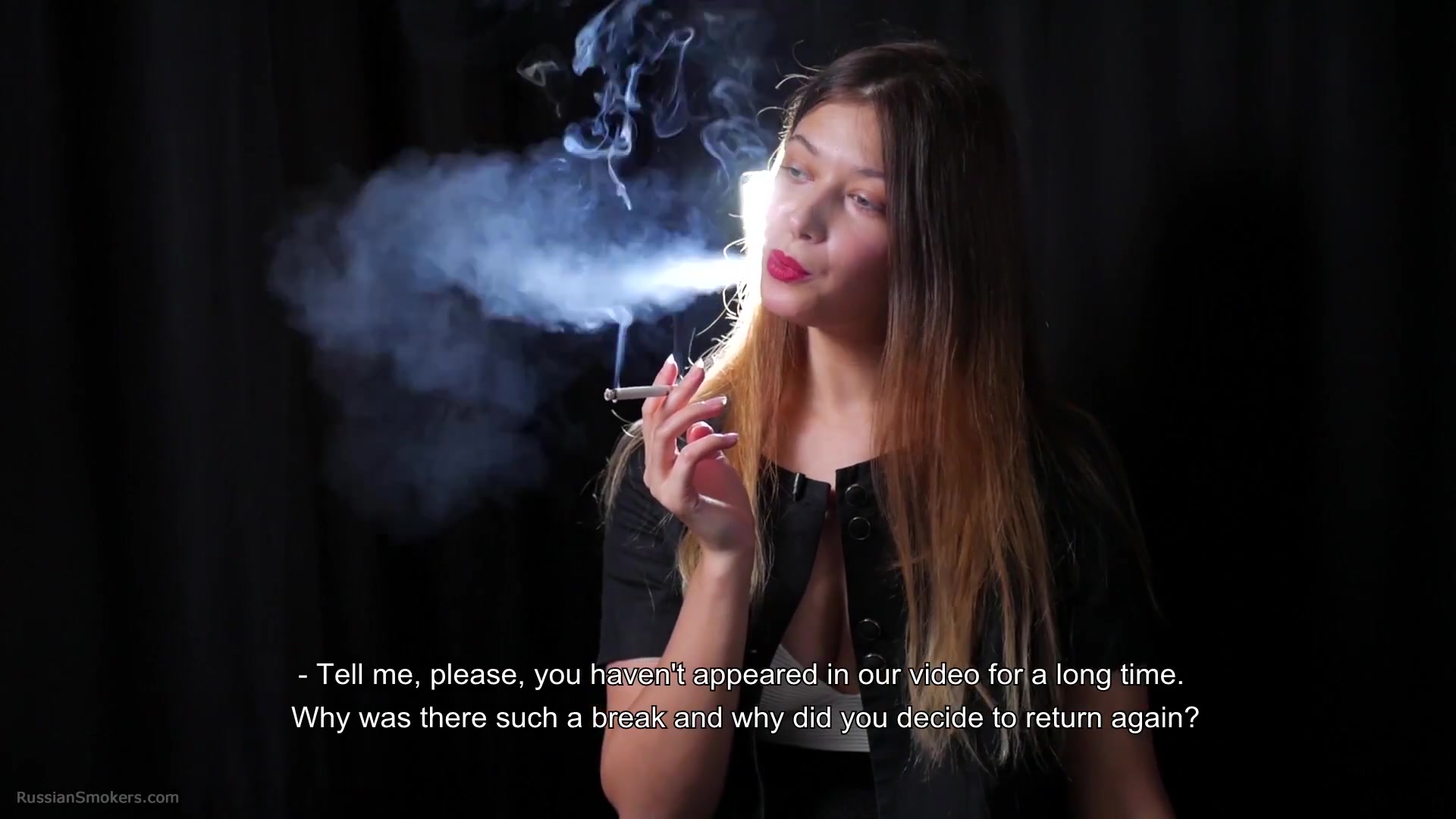 Irina Is Giving An Interview While Smoking