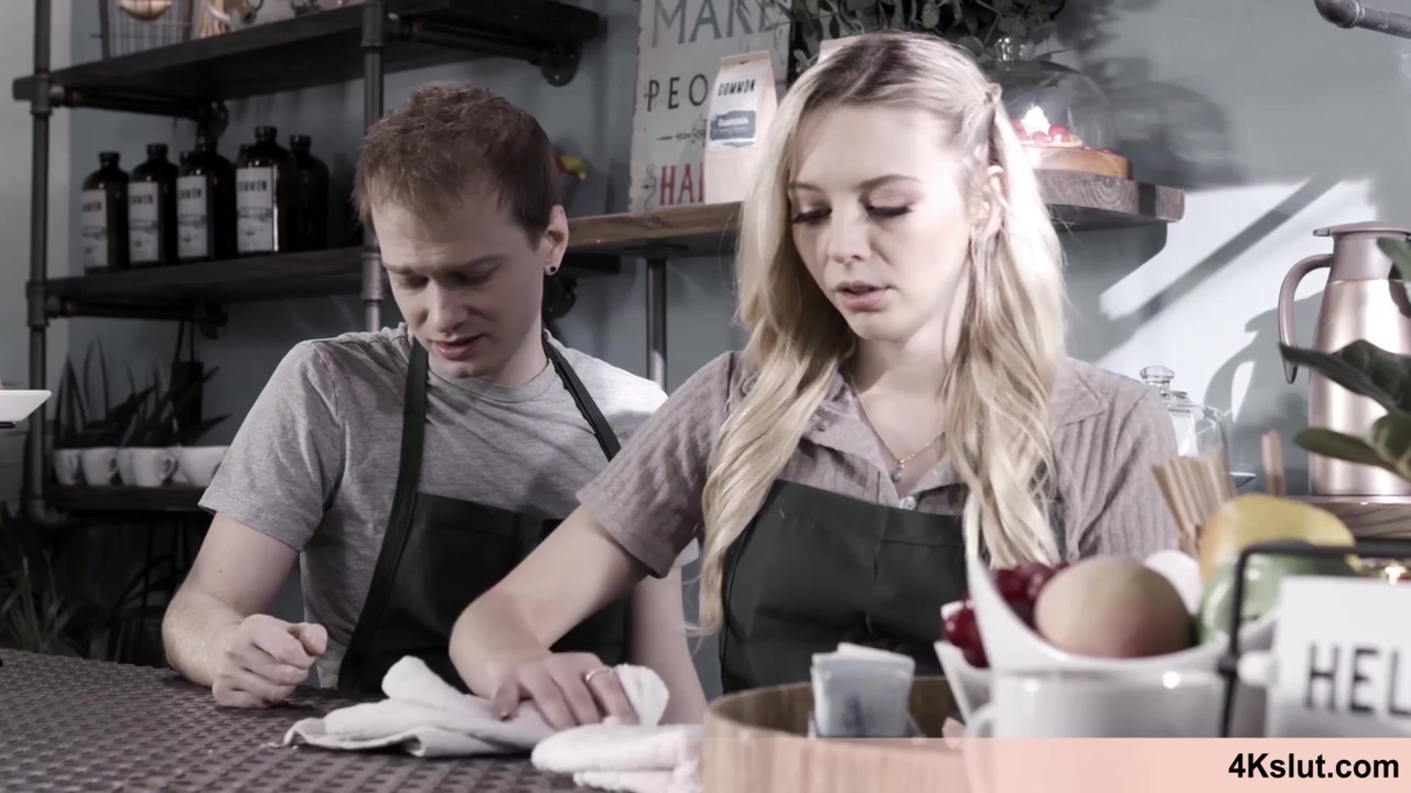 Cute Blonde Waitress Lily Came To Work With Her Pussy
