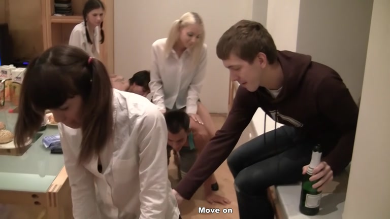 Crazy group orgy at student 18+ party