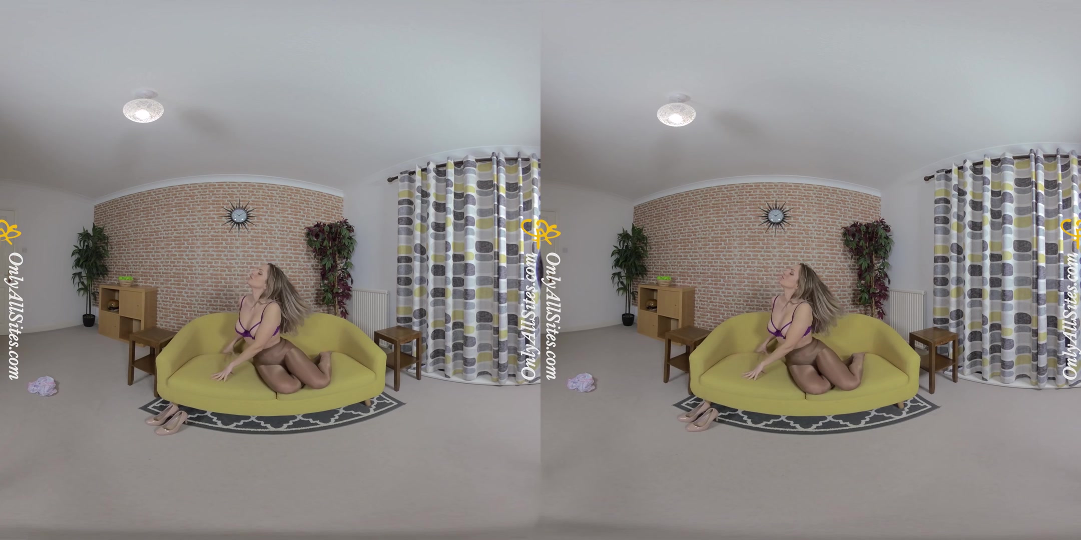 Suzi - Blonde Cutie Strips to Pantyhose - OnlyTease