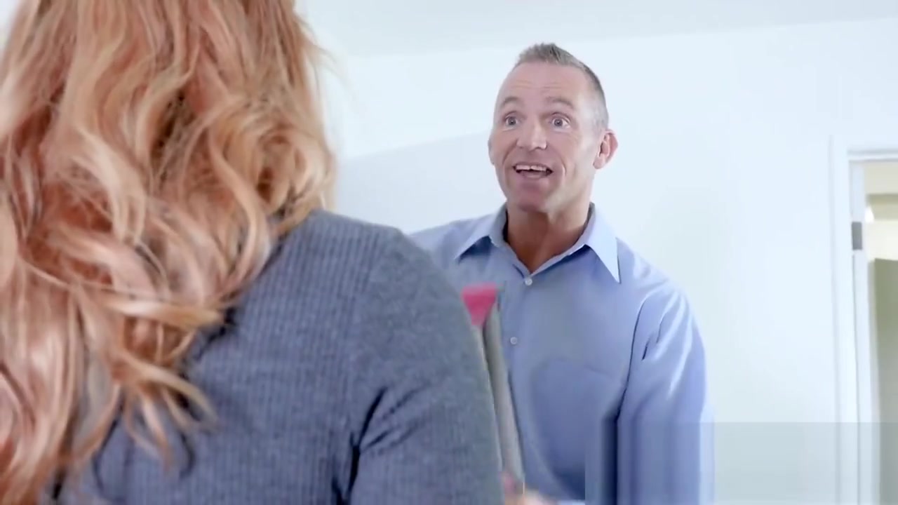 teen 18+ redhead gets lingerie gift from horny mature dude