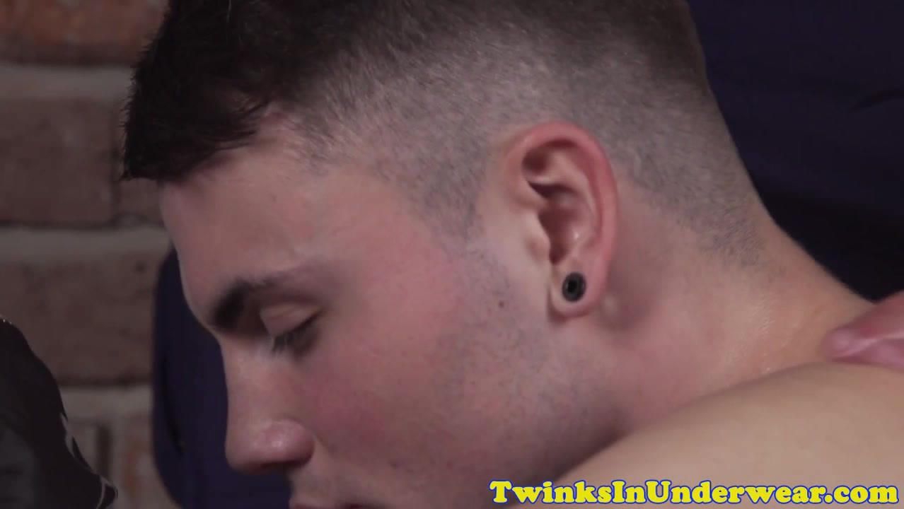 Aroused twink jerking his cock during massage