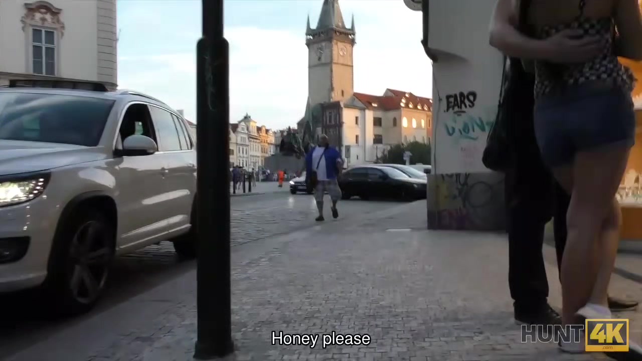 HUNT4K. Pretty brunette fucked by stranger to earn cash for ring