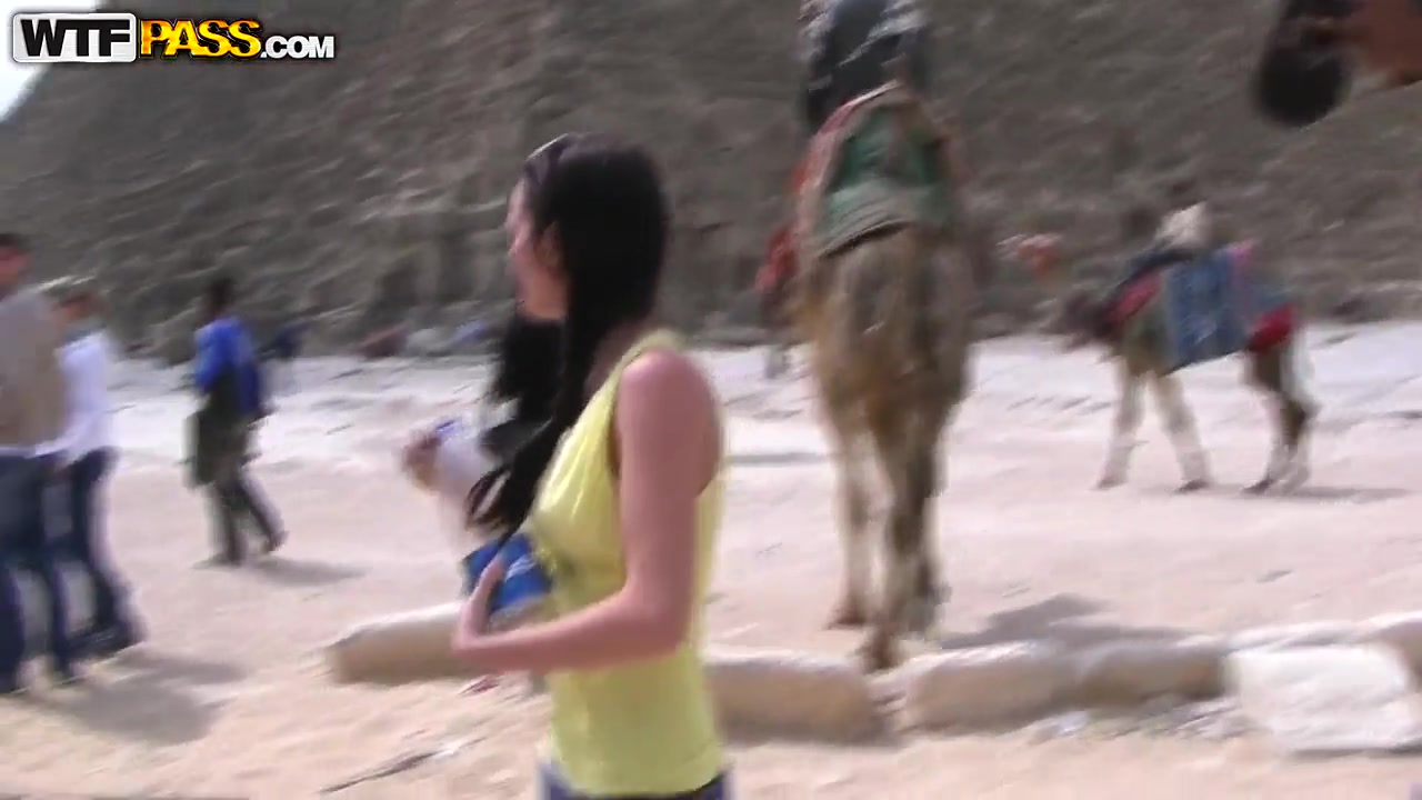 Beautiful Aurita sucking outdoors in Egypt