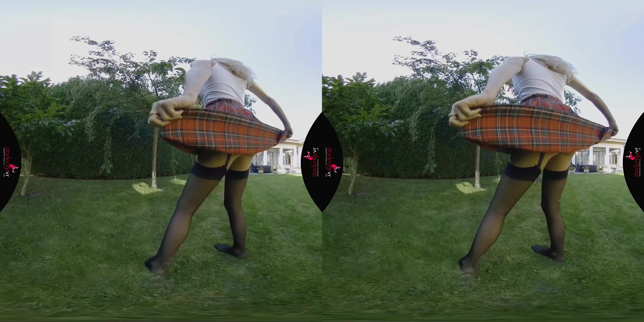 Girl in tartan kilt starring Kate Jones