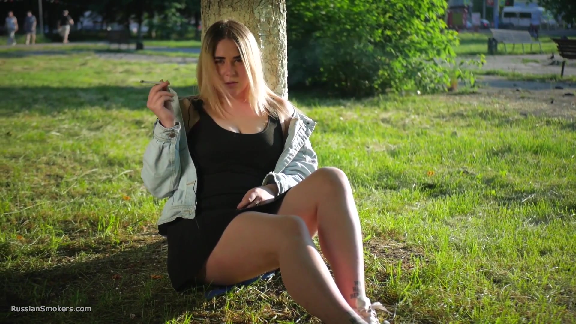 Nastya Is Smoking In The Park