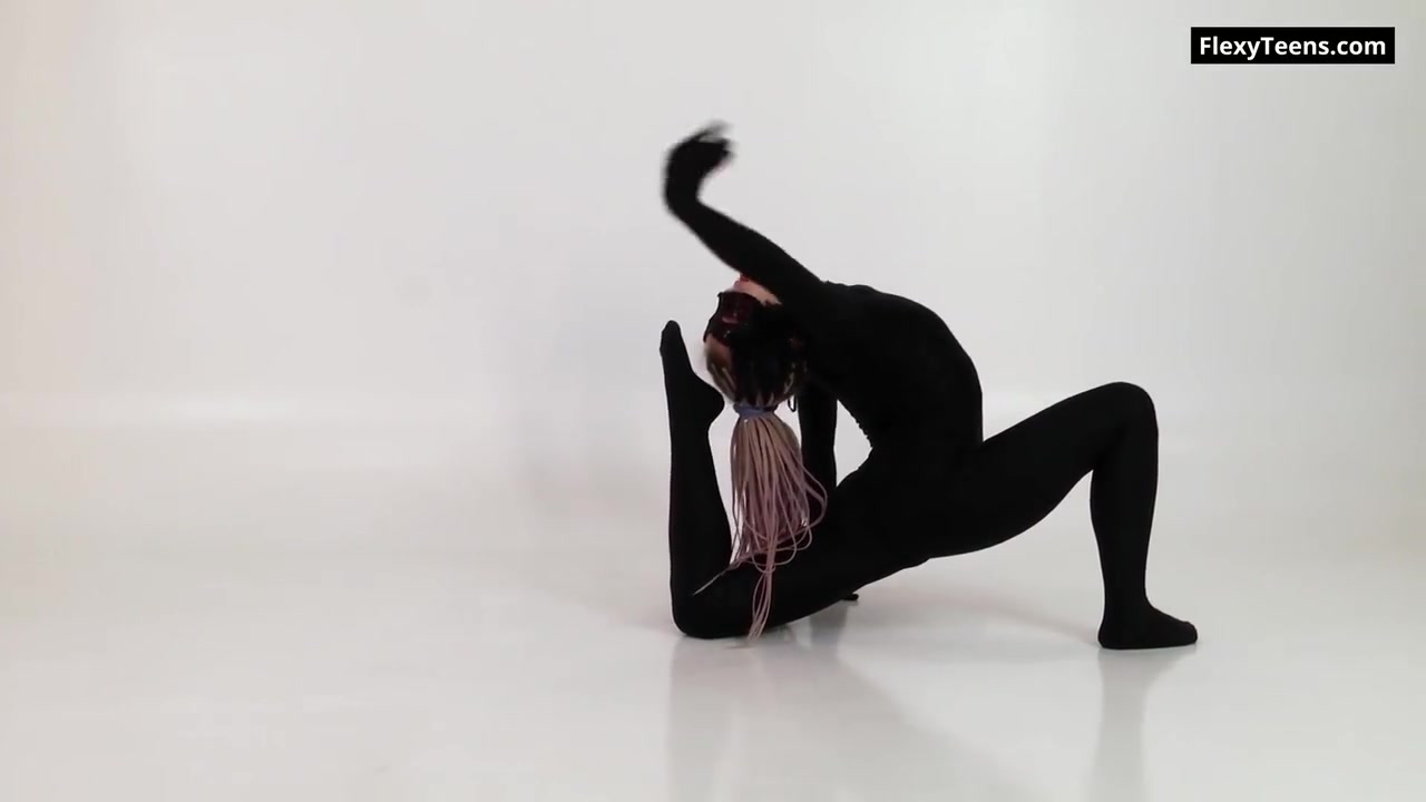 Black Latex And Braids Very Hot Russian Flexible Teenie
