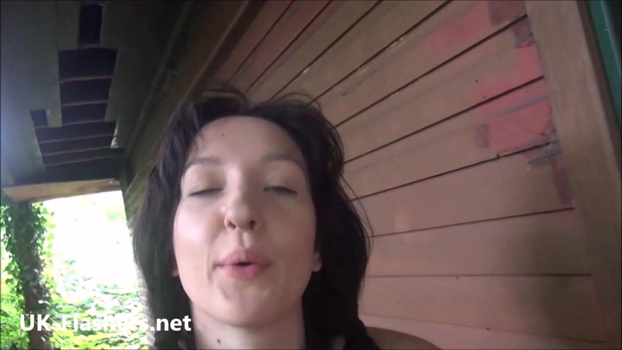 Sexy amateur babe Jenny flashing outdoors and masturbation ###ks at brunette exhibitionist