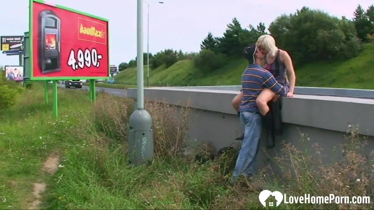 Banging a hot blonde babe in public