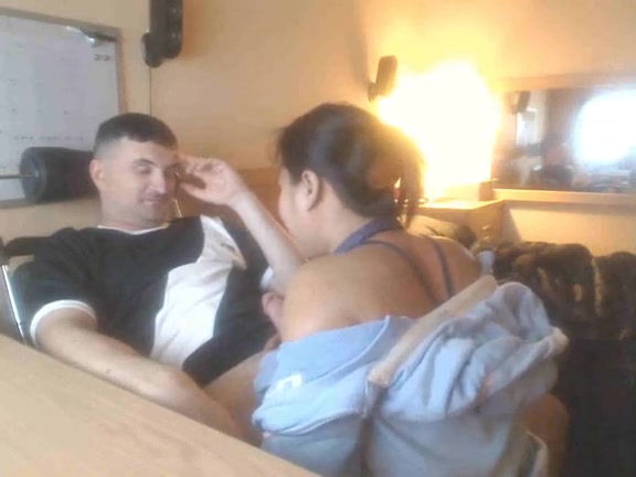 Oriental maid pleasing her customer for extra cash