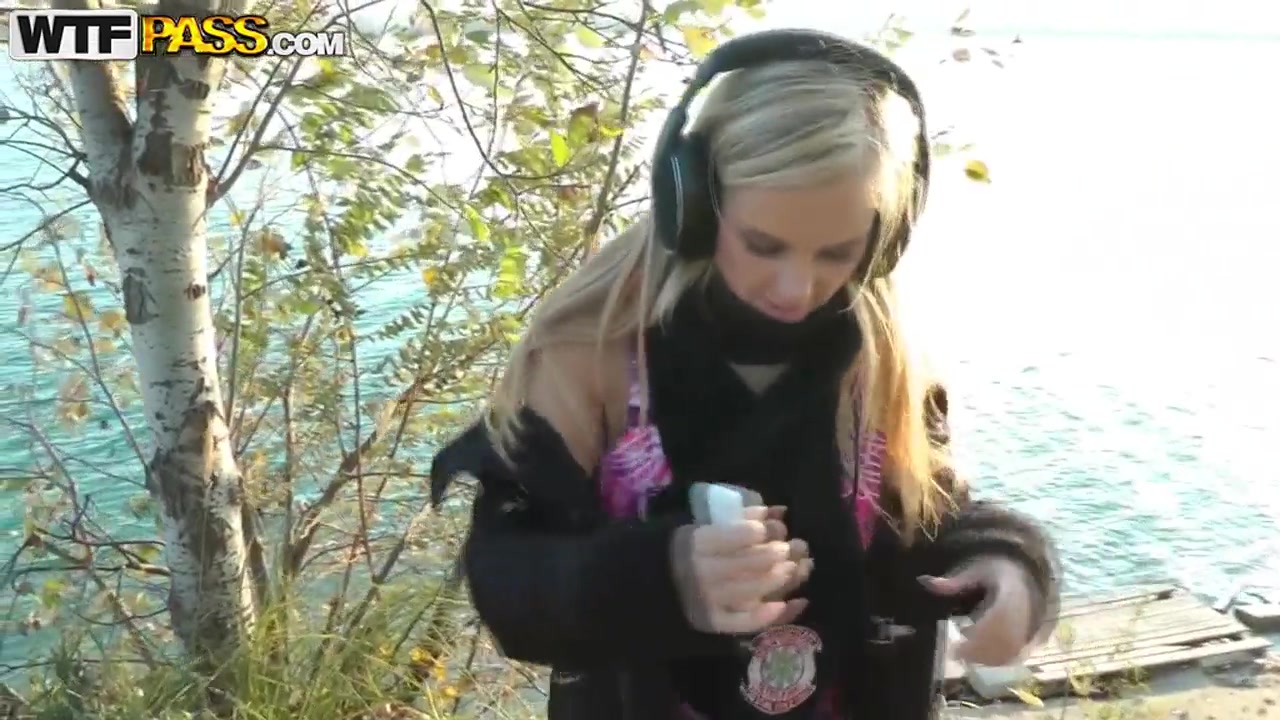 Young blonde Barbie sucks cock in public
