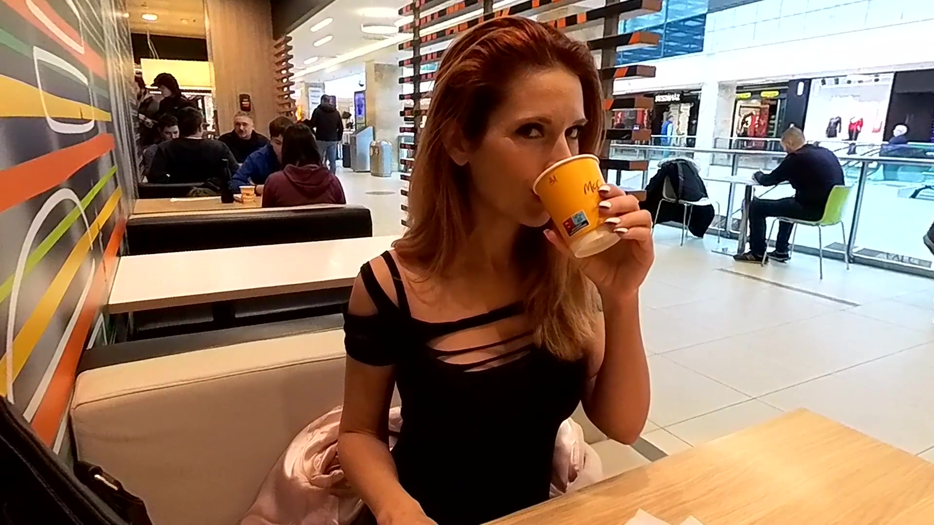 Public Cum Drinking In A Mall, Then Wait 20 Min In A Line With Sperm In Mouth To Order A Coffe Tasty