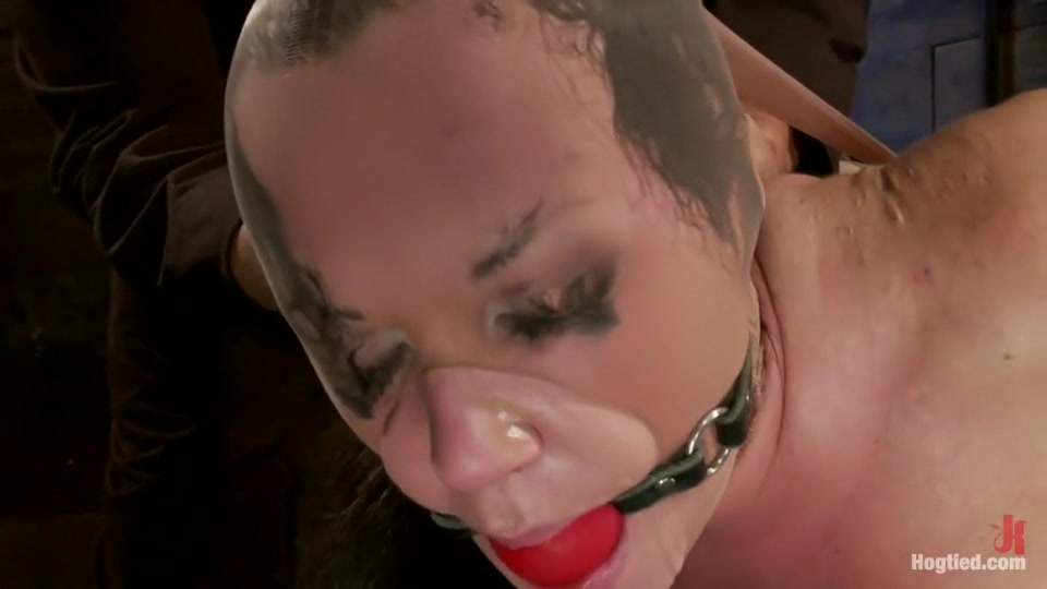 Big titted girl next door, severely bound, elbows together, made to cumSkull fucked and