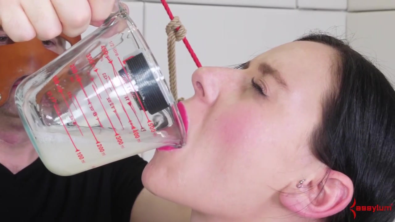 Messy sub gagging and sucking on dick