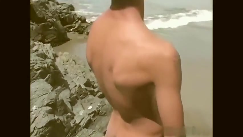 Nudist Chap Wanks On The Beach