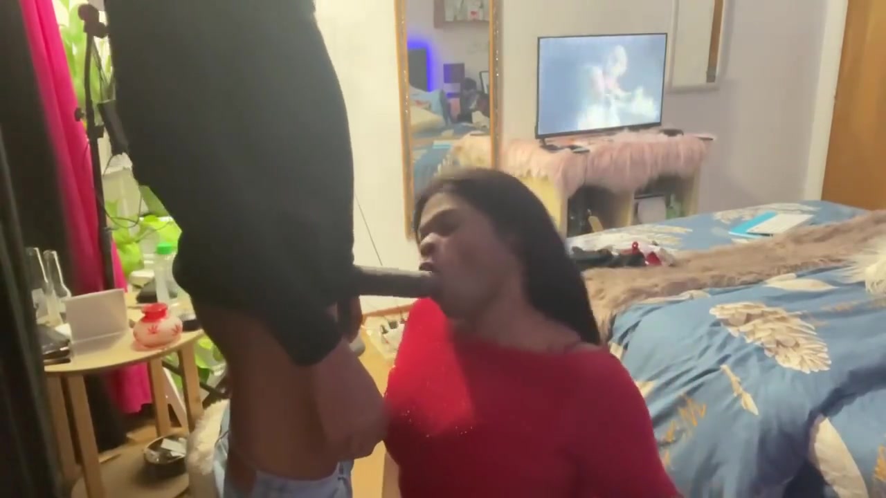 Black Tgirl - Sloppy Deep Throat And Hot Sex 4k
