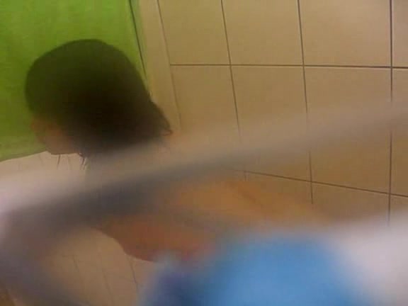 Young Asian babe caught naked in the bathroom by horny