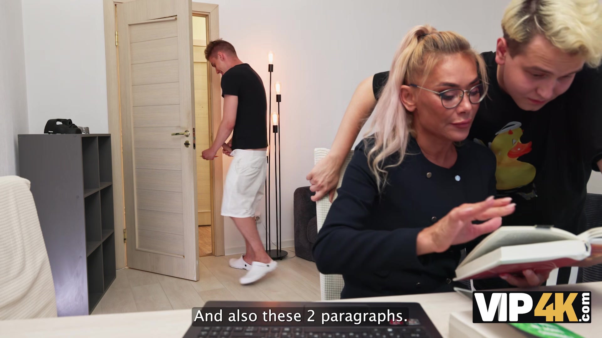 VIP4K. MILF tutor came to the dormitory and had fun with 2 young cocks