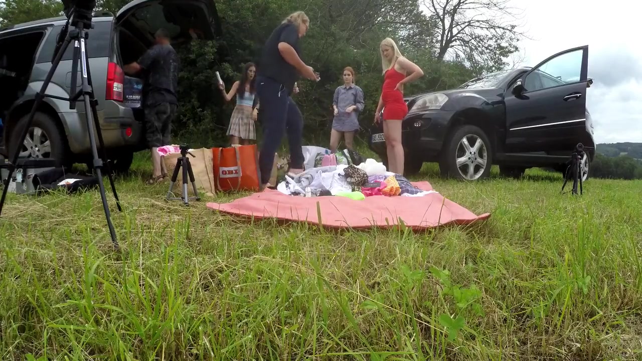 No Panties Girls Outdoors Fun On Try On Haul Day With Lingerie And Short Summer Dress And Miniskirts