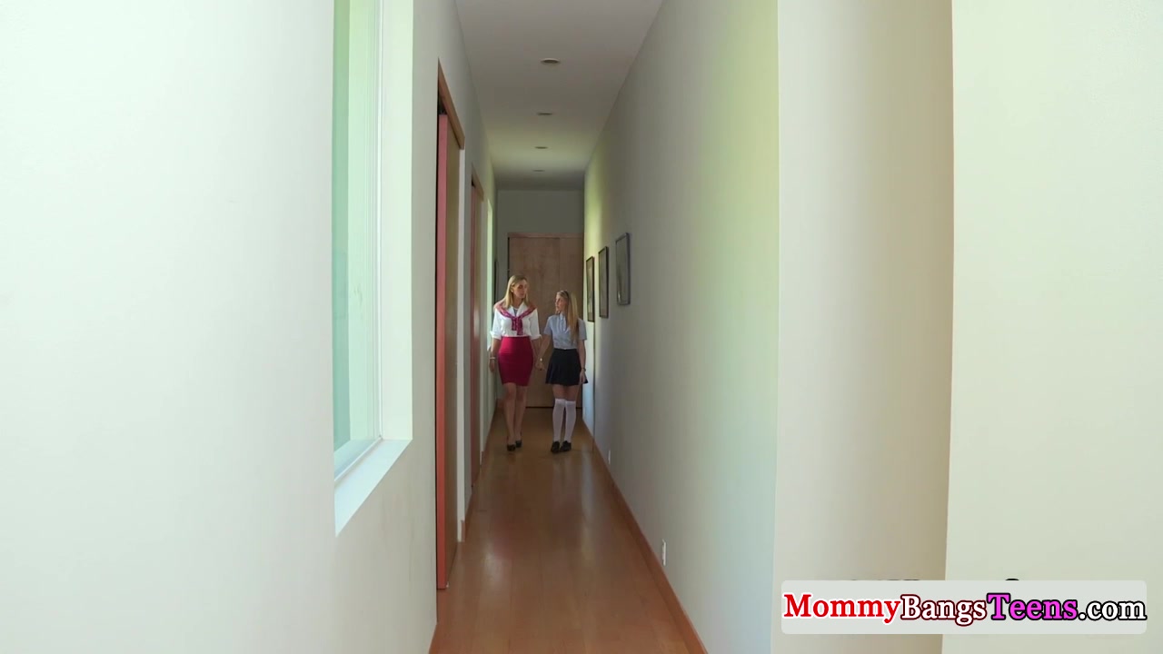 Busty uniformed stepmom and teen 18+ fuck in ffm