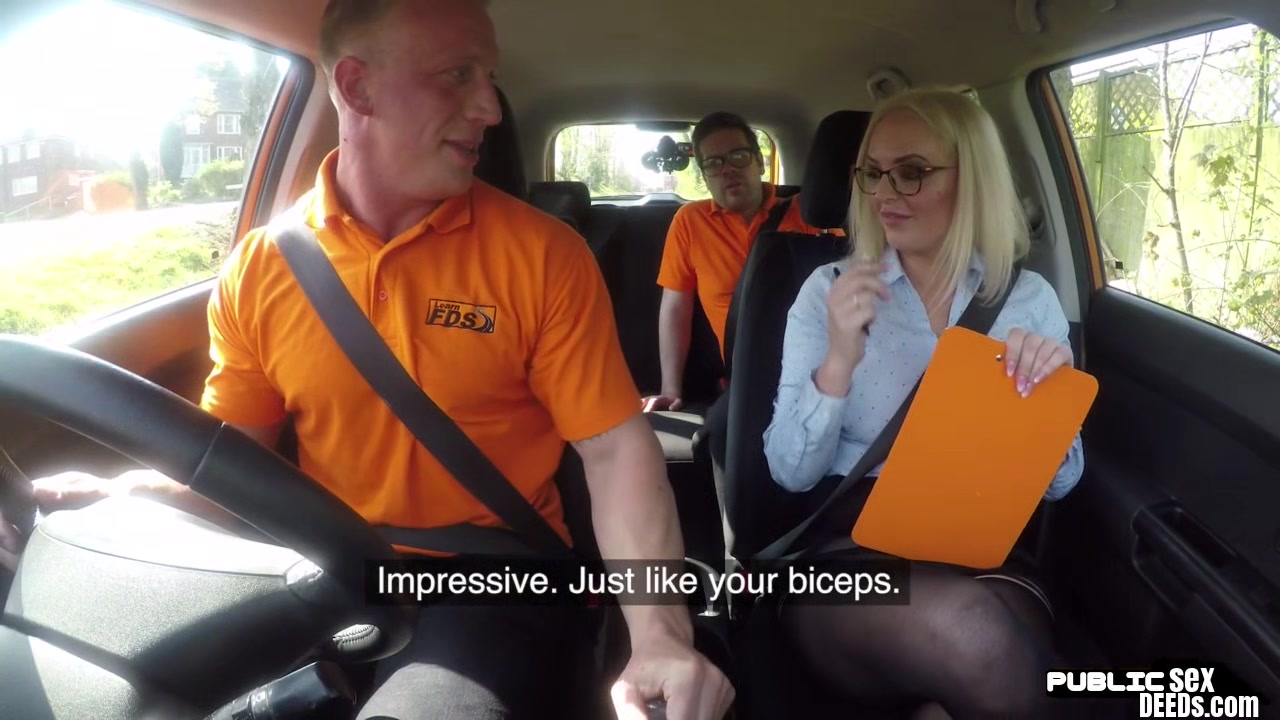 Bigboob UK squirter fucks driving tutor before tugging dick