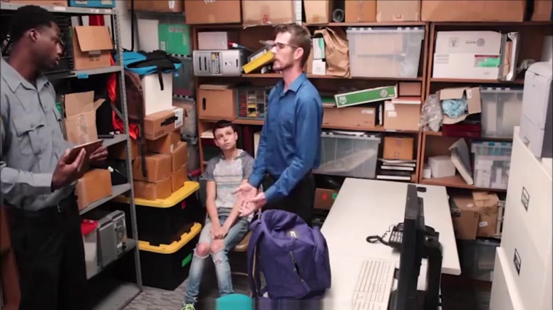 Twink Stepson Caught Shoplifting Threesome With Step Dad And Black Officer