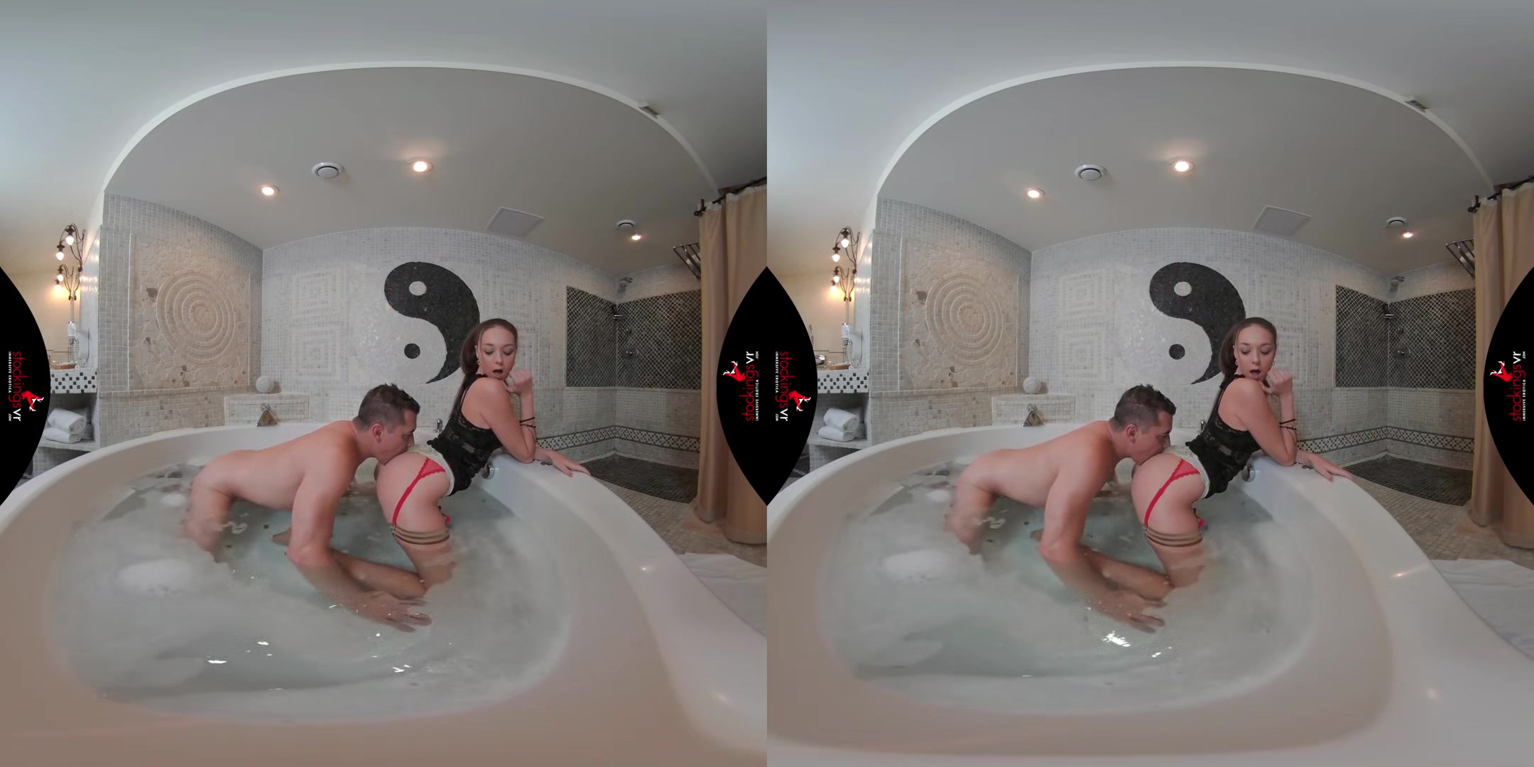 Dripping Wet And Steamy - Pornstar in the Hot Tub with Stockings Blowjob 3D Porn