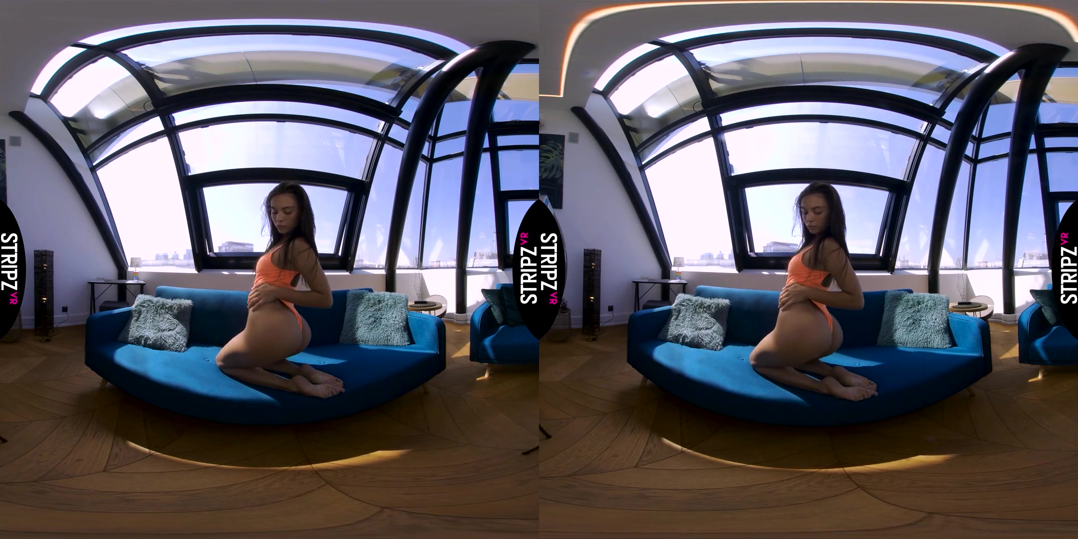 One Piece Vixen - Hot Brunette Solo Striptease in a Swimsuit