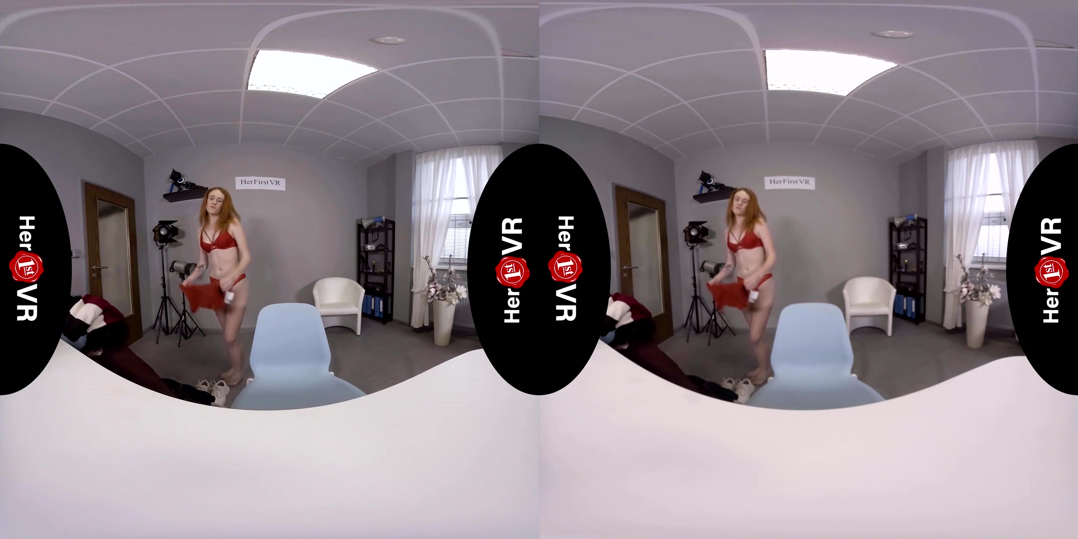 Amy - First VR Casting - Petite Redhead Fingering