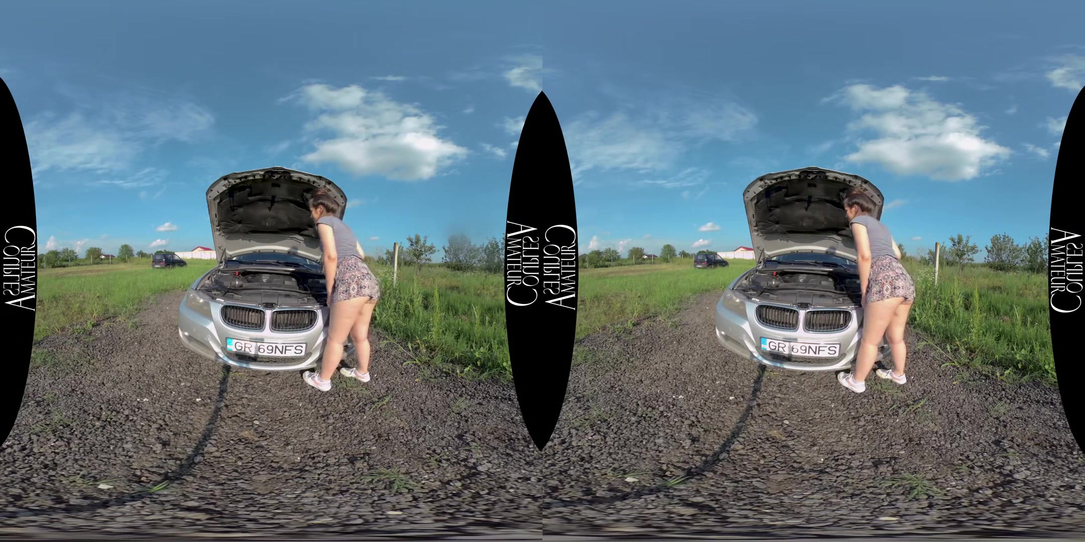 Fix my car and Fuck my pussy; Outdoor Sex with Amateur Couple