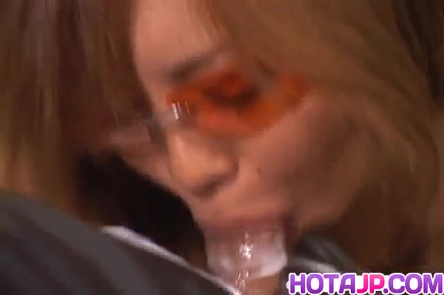 Aya Fujii hot Asian milf in glasses gets pussy poked and gives blowjob