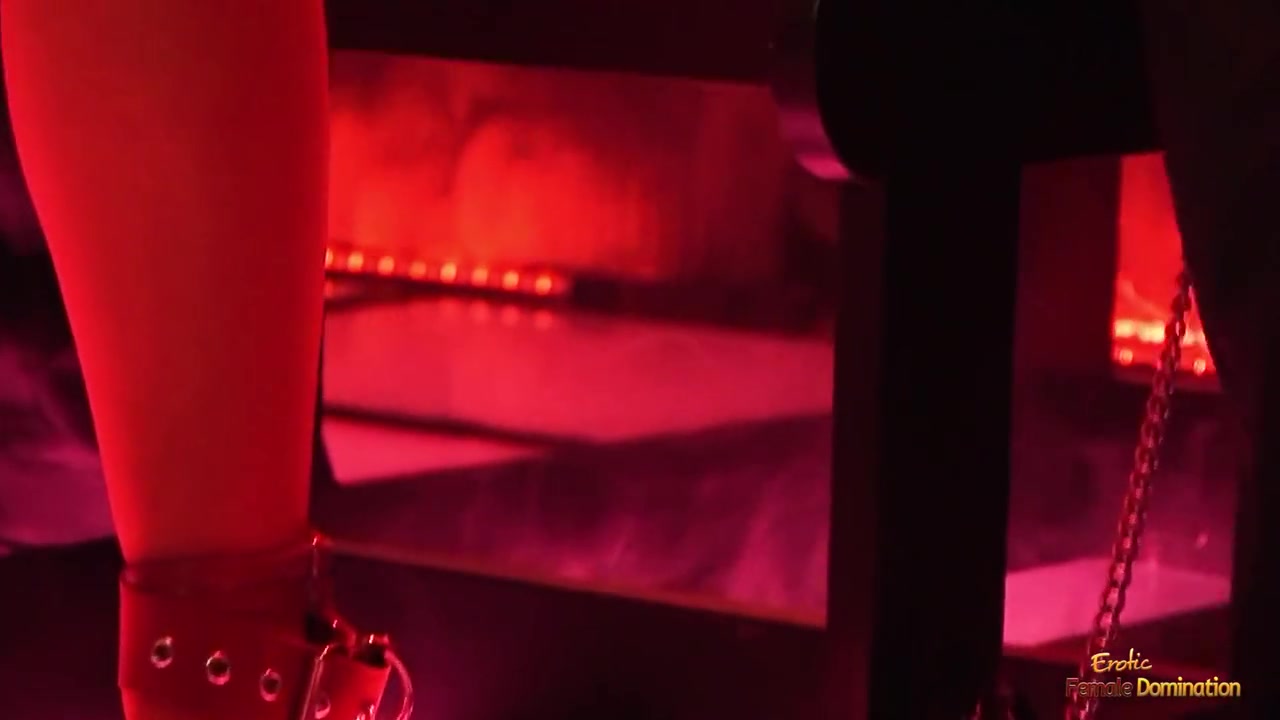 Bound Babe Strokes Off Two Hard Cocks And Gets Fucked While In A Red Corset