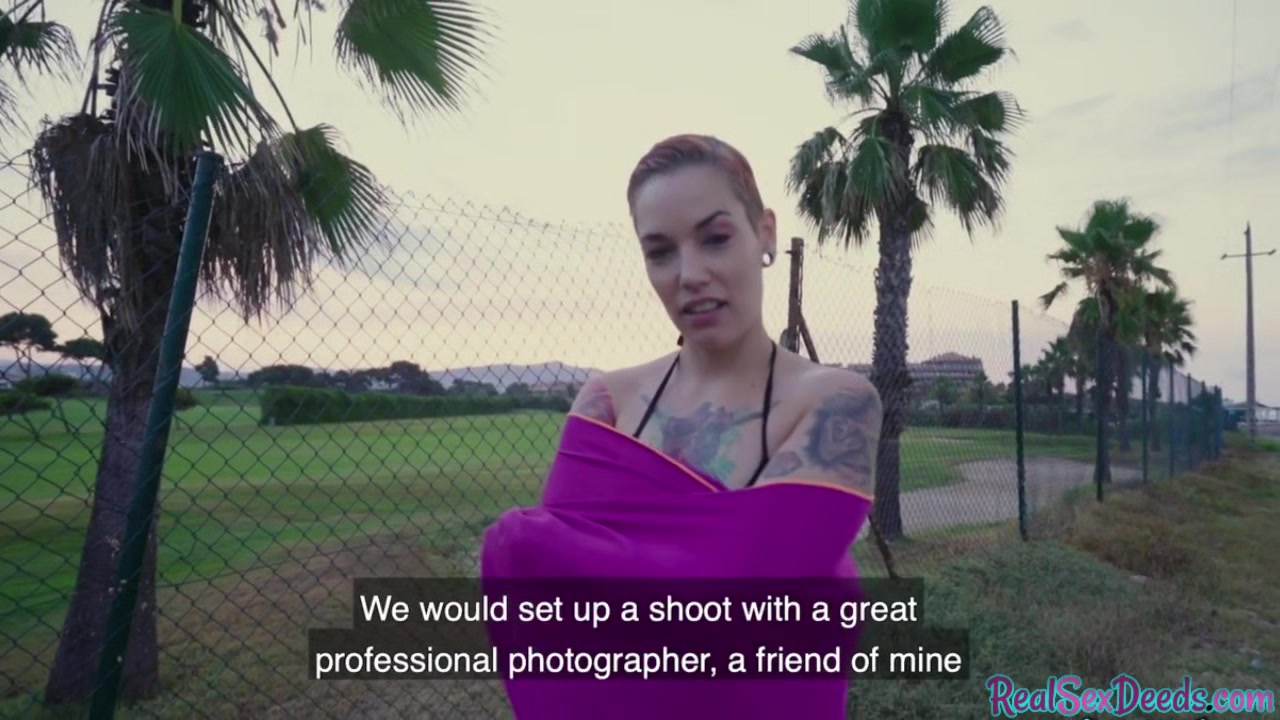 Shorthair inked babe paid to suck in POV before outdoor sex
