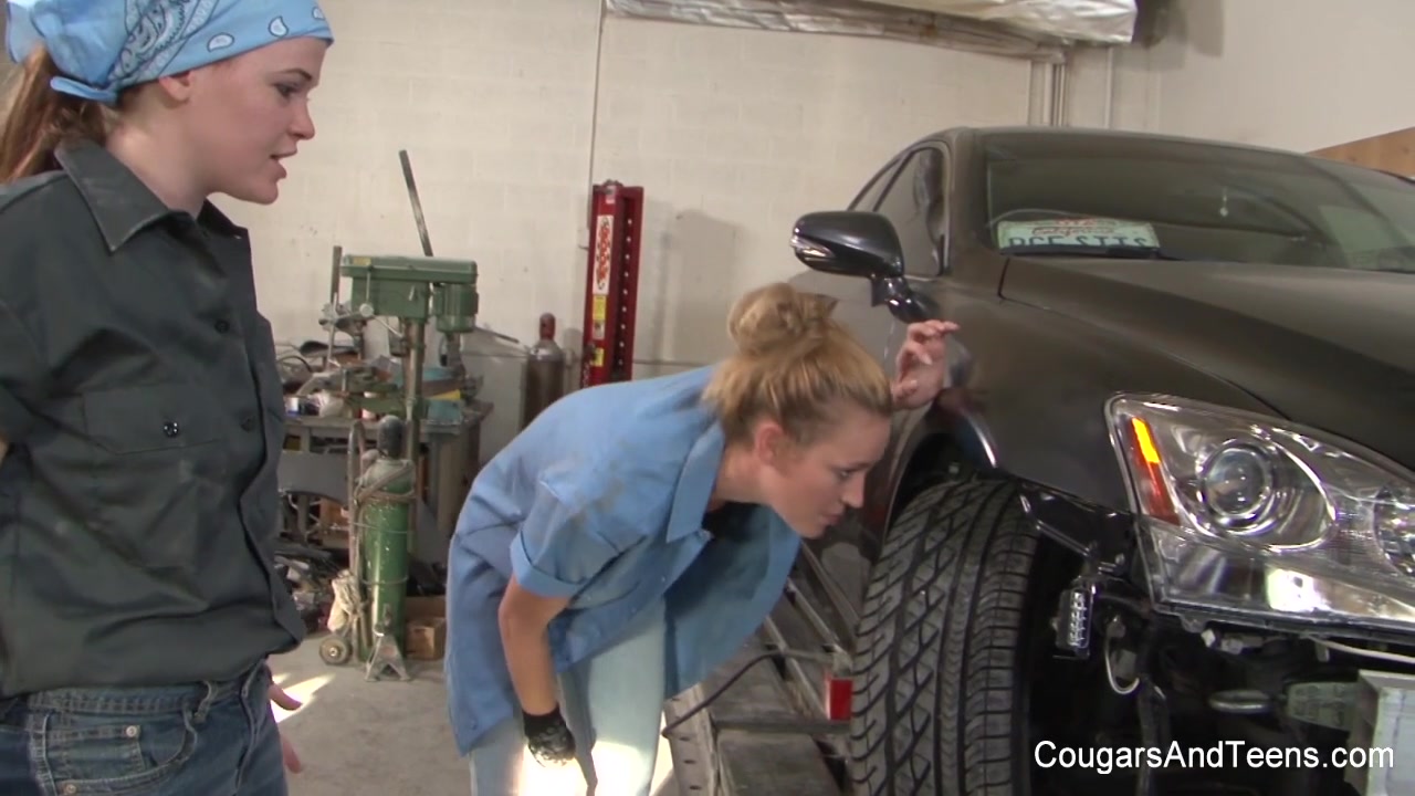 Slutty Lesbians Having Fun In The Public Garage - CougarsandTeens