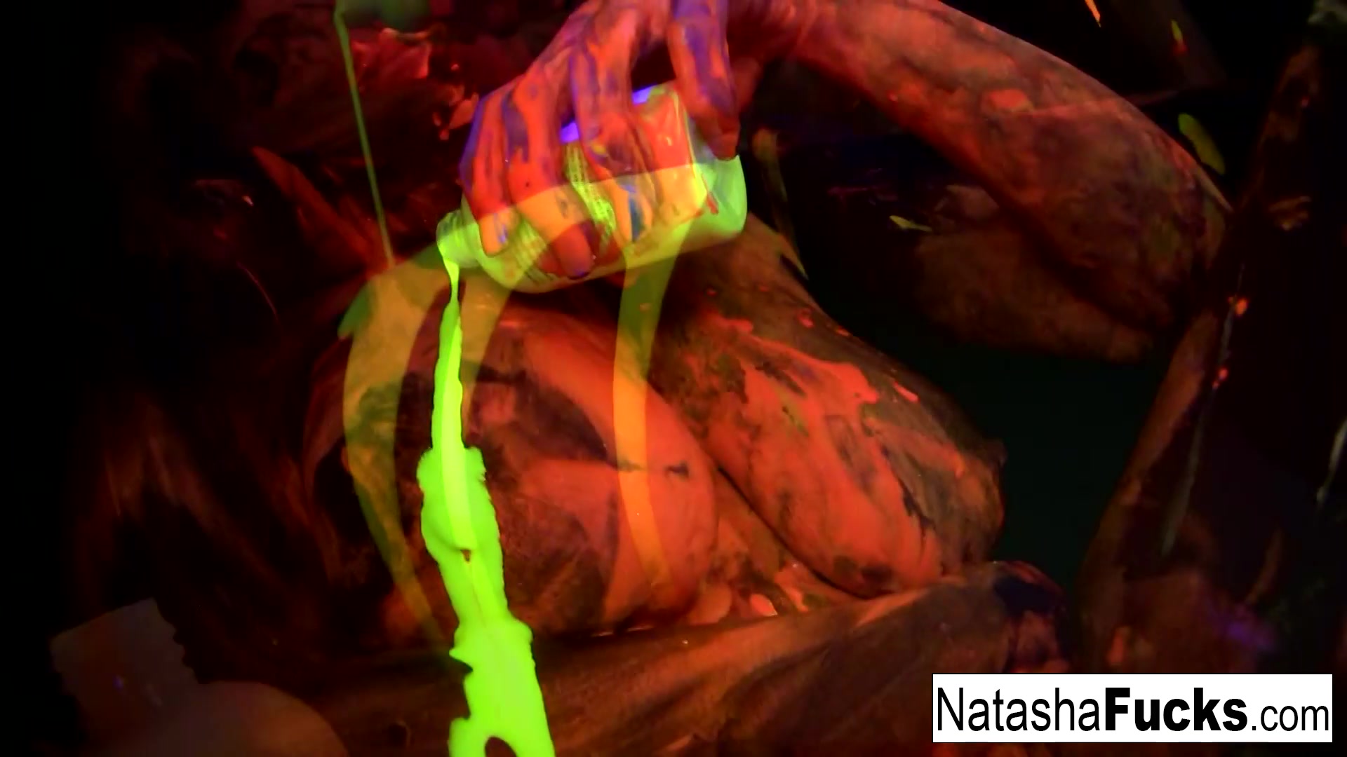 Natasha Nice in Busty Natasha Shoots A Fun And Sexy Black Light Video - NatashaNice