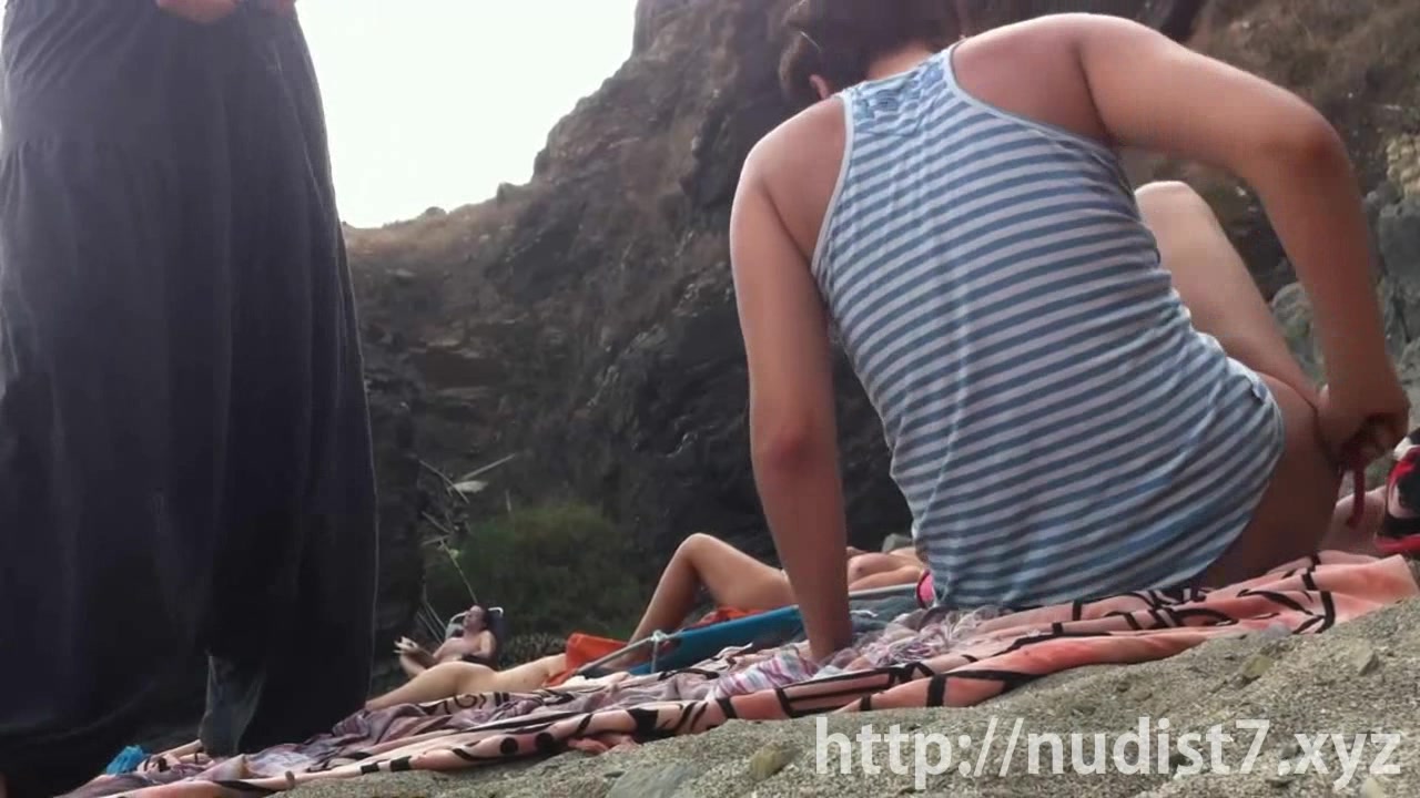 Several sexy nude girls caught on a beach with a