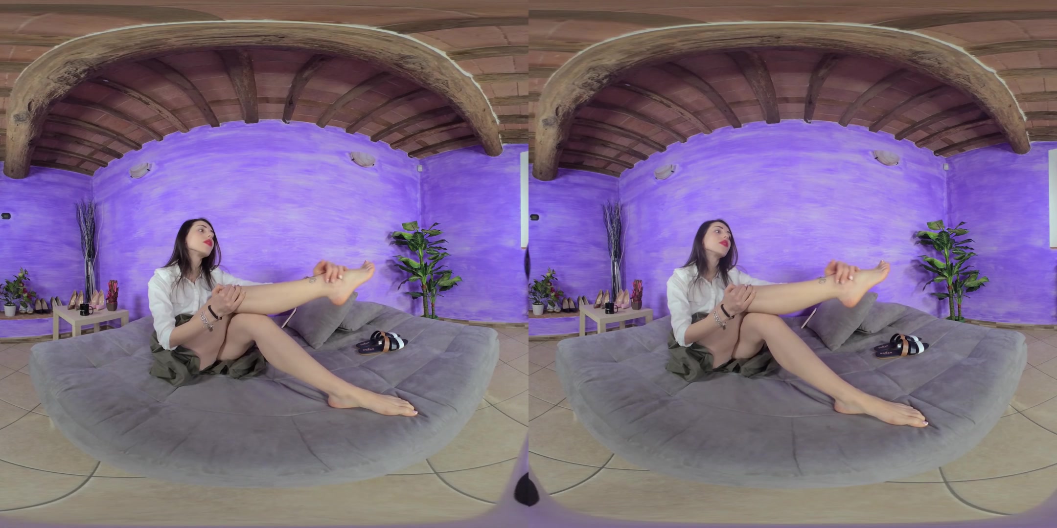 Strikingly Beautiful, Sensual Petra Takes Off Her Flat Sandals - VRFootFetish
