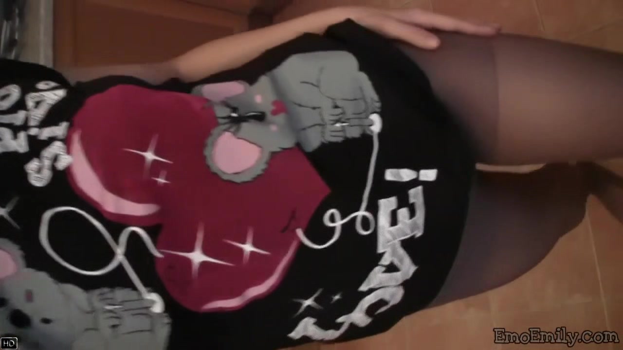 POV stockinged teen masturbating in close up solo scene