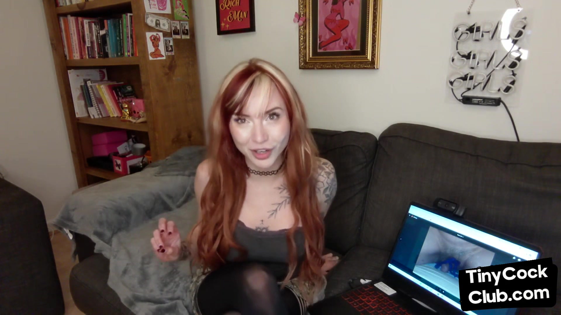 SPH tattooed solo babe talk dirty about poor small cocks