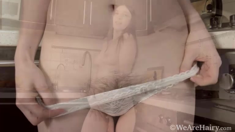 Hairyfairy strips naked in her kitchen - WeAreHairy